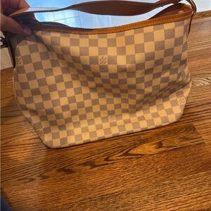 Louis Vuitton Beige and Brown Checkered Shoulder Bag
